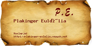 Plakinger Eulália névjegykártya